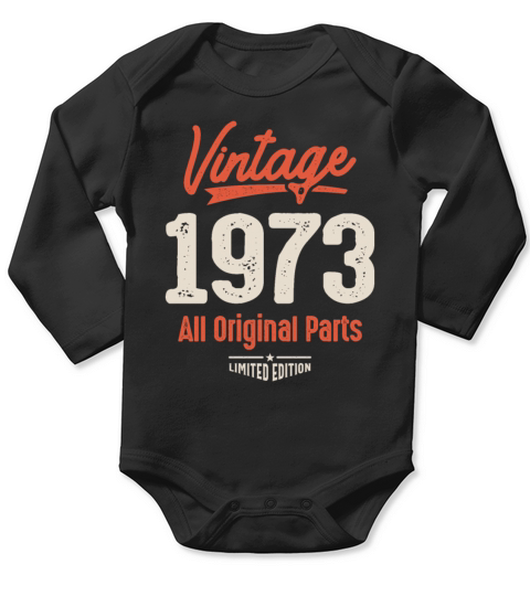 Vintage Born in 1973 - 49th Birthday Long Sleeve Baby One-Piece