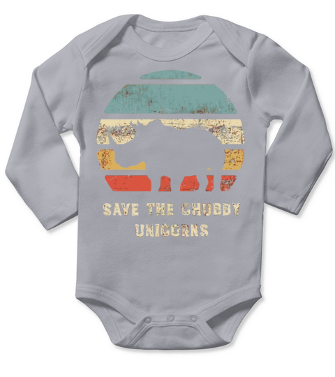 Vintage Save The Chubby Unicorns Retro Long Sleeve Baby One-Piece