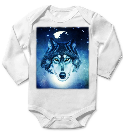 Wolf artwork design predator face imprint Long Sleeve Baby One-Piece