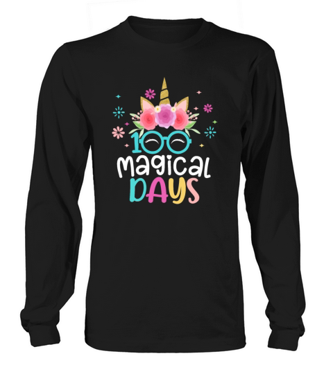 100th Days Of School Girls Cute Unicorn Face Long sleeved Unisex