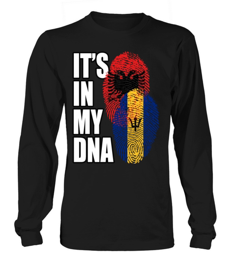 Barbadian And Albanian Mix Heritage DNA Flag Long sleeved Unisex