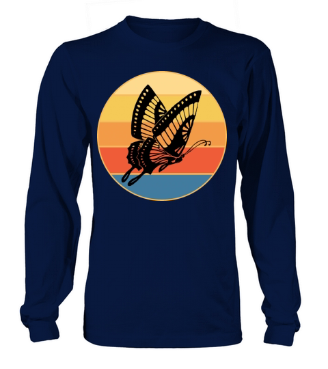 Cute Butterfly Retro Sunset Vintage Animal Insect Long sleeved Unisex