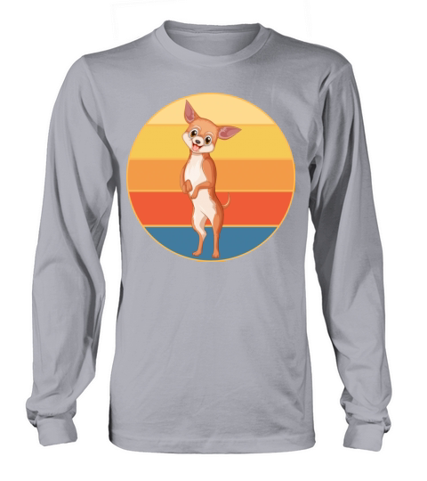 Cute Chihuahua Dog Breed Vintage Retro Sunset Long sleeved Unisex