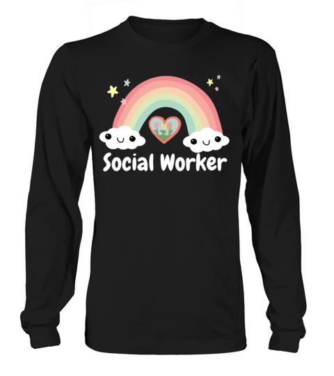 Cute Social Worker Heart Rainbow Squad Long sleeved Unisex