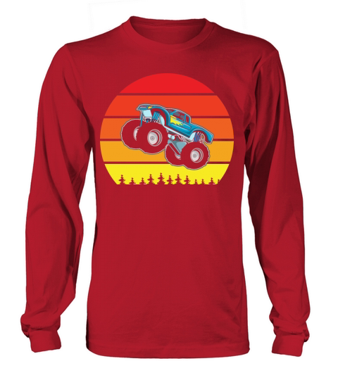 retro vintage sunset monster truck Long sleeved Unisex