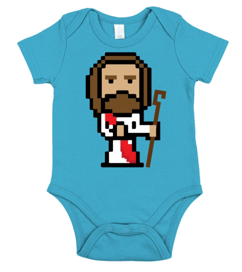 8 Bit Jesus Vintage Video Game Player Christian8 b Short Sleeve Baby One-Piece