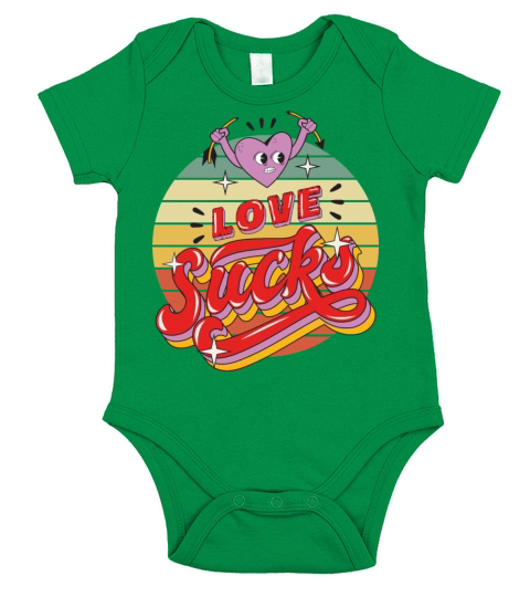 Anti Valentines Day Love Sucks Retro Short Sleeve Baby One-Piece