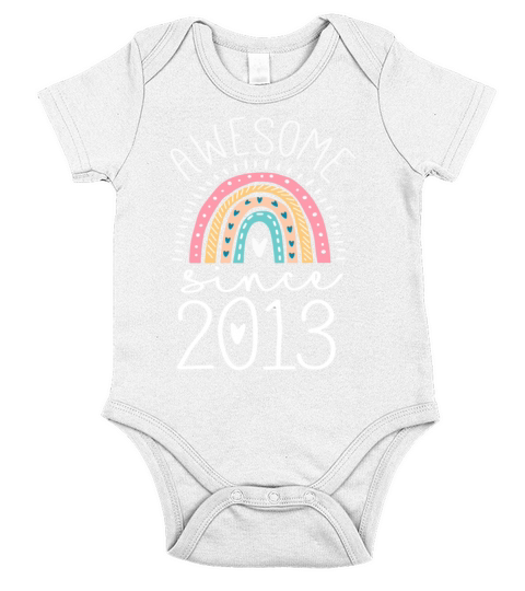 Awesome Since 2013 9th Birthday Rainbow Gifts Born Short Sleeve Baby One-Piece