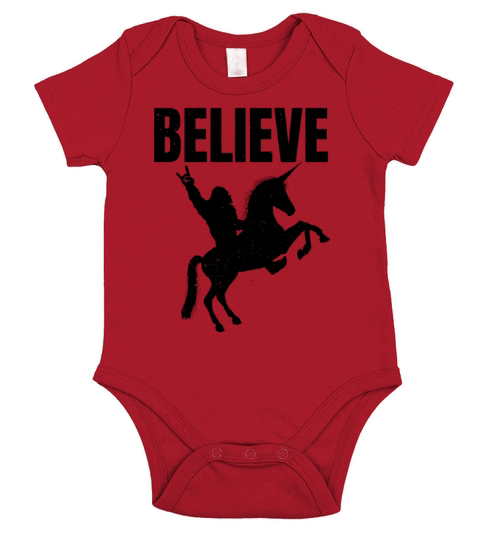 Bigfoot Riding A Unicorn Short Sleeve Baby One-Piece