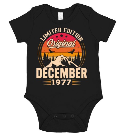 Birthday Gift December 1977 Vintage Retro Short Sleeve Baby One-Piece