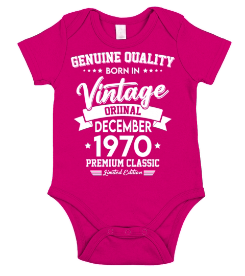 Born In December 1970 Original Vintage Short Sleeve Baby One-Piece