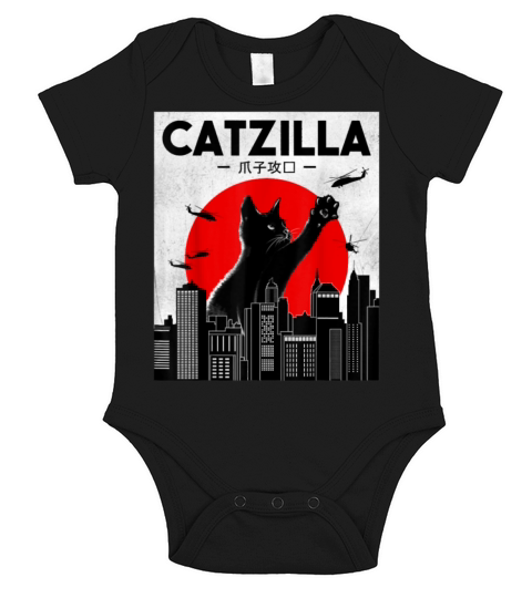 Catzilla Funny Cat Short Sleeve Baby One-Piece