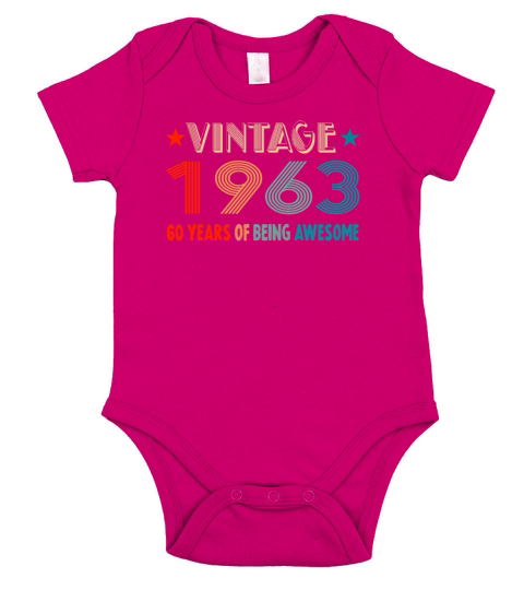 Classic Vintage 1963 - 60 Years Old Birthday Short Sleeve Baby One-Piece