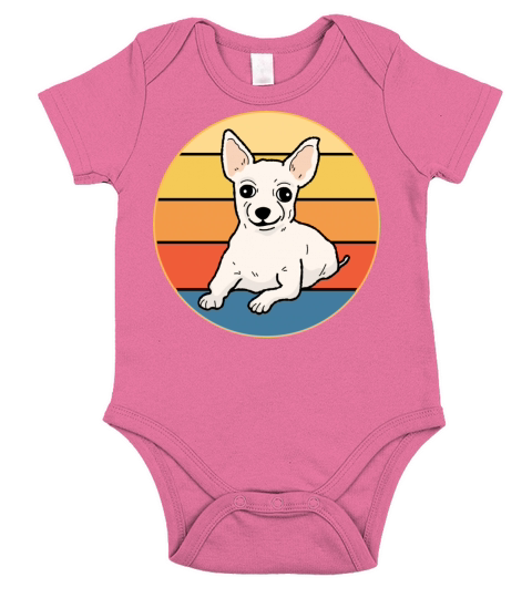 Cute Chihuahua Dog Breed Vintage Retro Sunset Short Sleeve Baby One-Piece