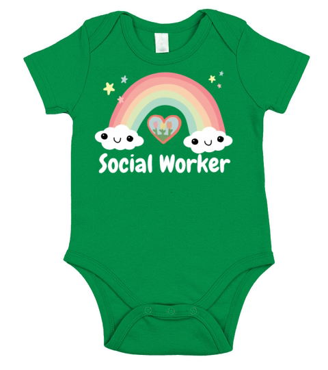 Cute Social Worker Heart Rainbow Squad Short Sleeve Baby One-Piece
