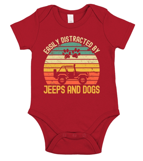 Easily Distracted By Jeeps And Dogs Vintage Jeeps Short Sleeve Baby One-Piece