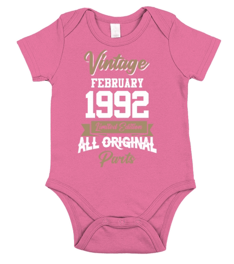 February 1992 Vintage Birthday Present Short Sleeve Baby One-Piece