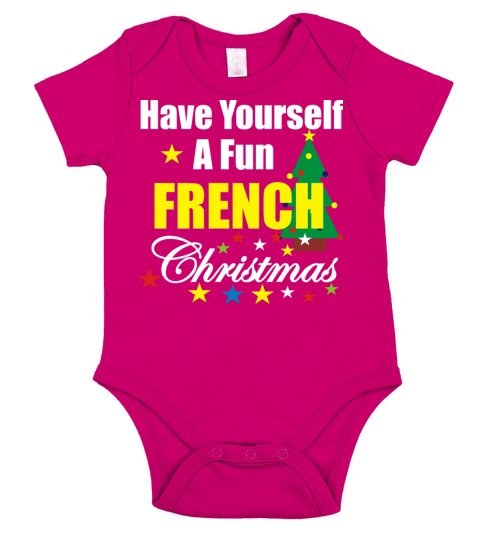 Funny French Christmas Tree Short Sleeve Baby One-Piece