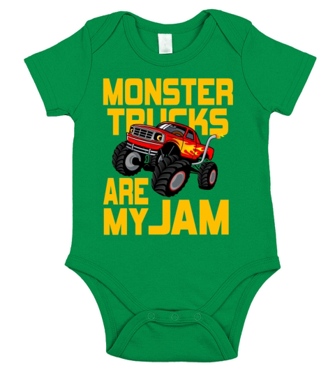 Monster Trucks Are My Jam Vintage Retro Short Sleeve Baby One-Piece