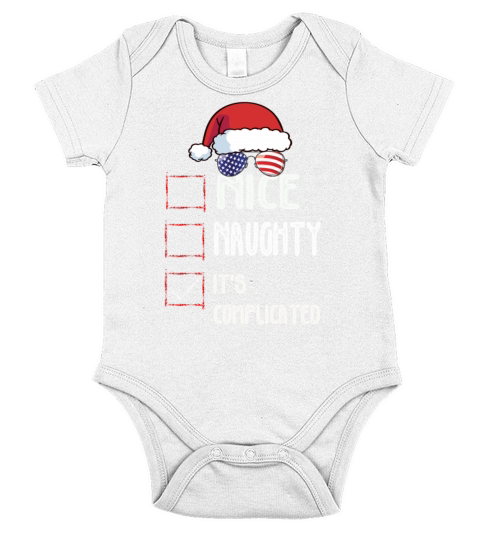 Nice Naughty Its Complicated Christmas List Santa Short Sleeve Baby One-Piece