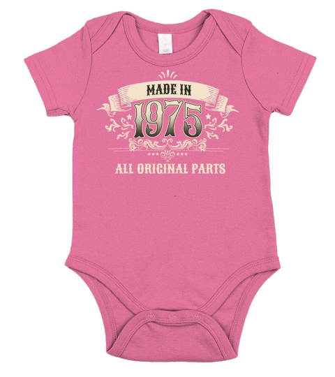 Retro Vintage Birthday Made In 1975 All Original Short Sleeve Baby One-Piece