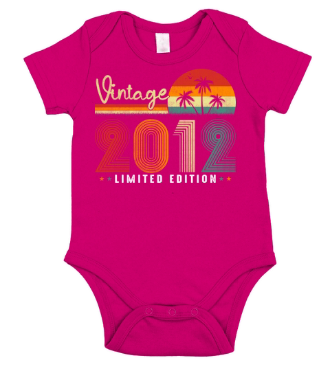 Vintage 2012 10 Years Old Birthday Gift Boy Girl Short Sleeve Baby One-Piece