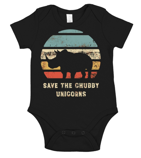 Vintage Save The Chubby Unicorns Retro Short Sleeve Baby One-Piece