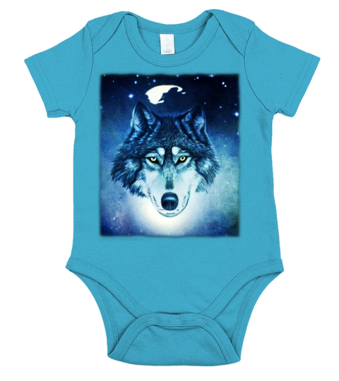 Wolf artwork design predator face imprint Short Sleeve Baby One-Piece