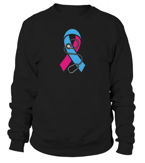 Stethoscope-Pregnancy Infant Loss Awareness Ribbon Sweatshirt Unisex