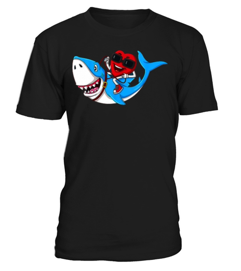 heart riding shark valentines day funny boy T-Shirt Unisex