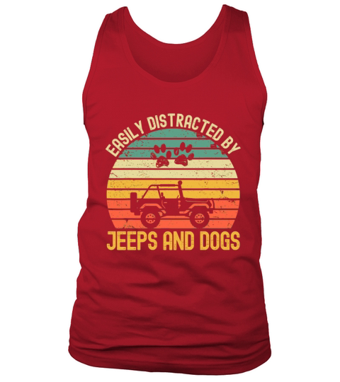 Easily Distracted By Jeeps And Dogs Vintage Jeeps Tank Top Unisex