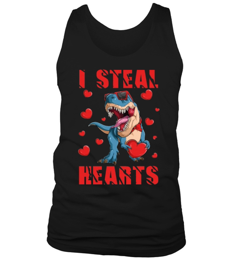 Valentines Day Dinosaur I Steal Hearts Love T rex Tank Top Unisex