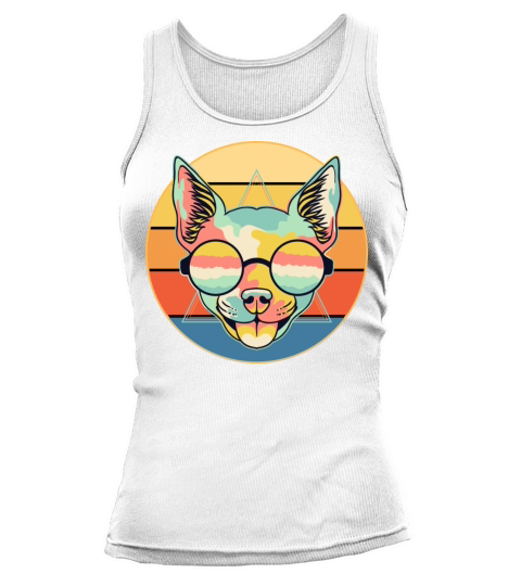 Cute Chihuahua Dog Breed Vintage Retro Sunset Tank top Woman