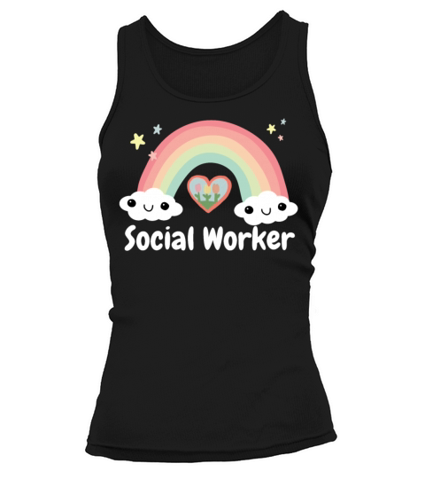 Cute Social Worker Heart Rainbow Squad Tank top Woman