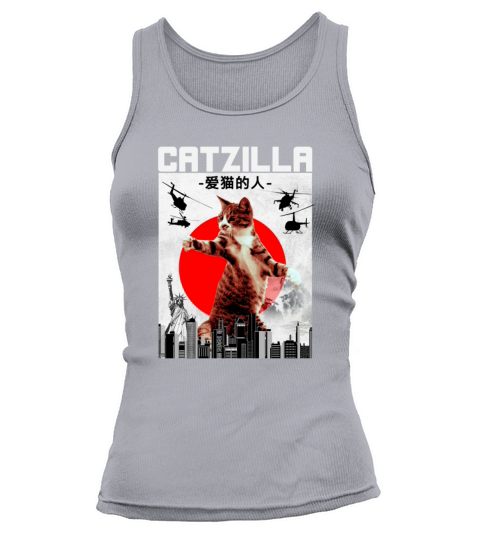 Funny Vintage Catzilla Japanese Retro Style Cat Tank top Woman