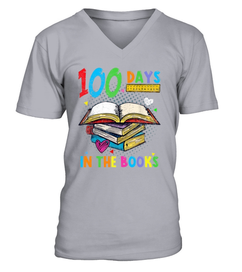 100 Days In The Books Book Lover Reading Teacher V-Neck T-shirt