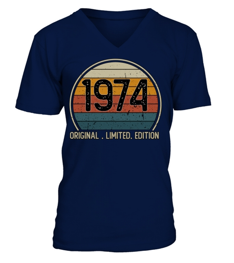 1974 Vintage Retro 47th Birthday Happy 47 year old V-Neck T-shirt