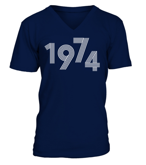 48th Birthday For Women Vintage 1974 V-Neck T-shirt