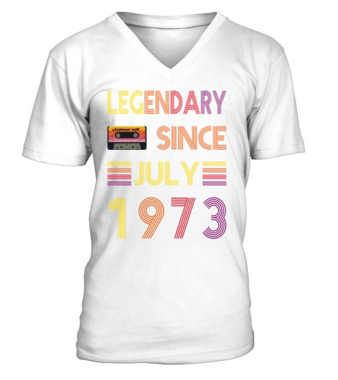 50th birthday legendary since july vintage 1973 V-Neck T-shirt