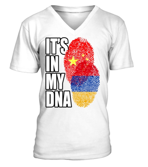 Armenian And Chinese Mix Heritage DNA Flag V-Neck T-shirt