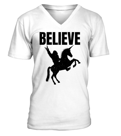 Bigfoot Riding A Unicorn V-Neck T-shirt