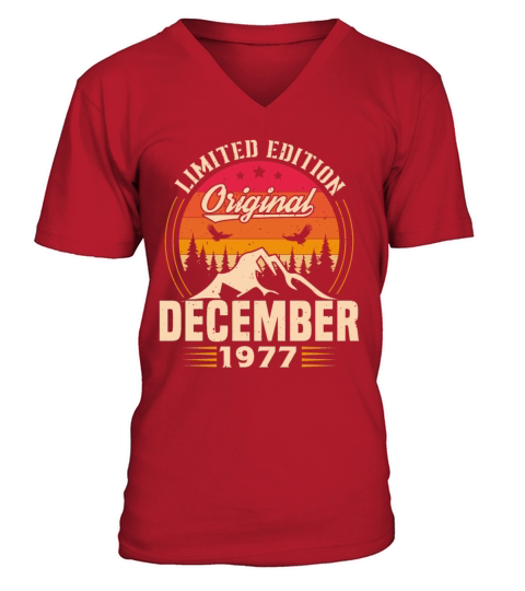 Birthday Gift December 1977 Vintage Retro V-Neck T-shirt