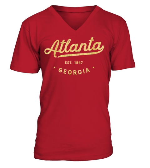 Classic Retro Vintage Atlanta Woodgrain Usa V-Neck T-shirt
