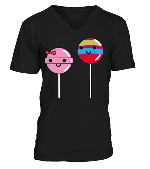 couple of lollipop Kawaii gift for candy lover V-Neck T-shirt