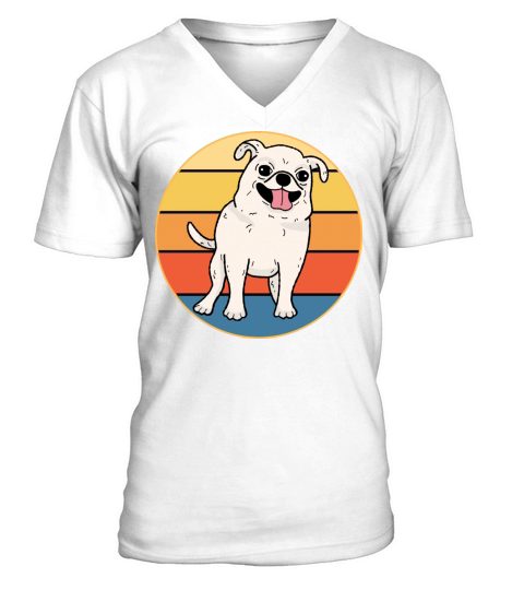 Cute Chihuahua Dog Breed Vintage Retro Sunset V-Neck T-shirt