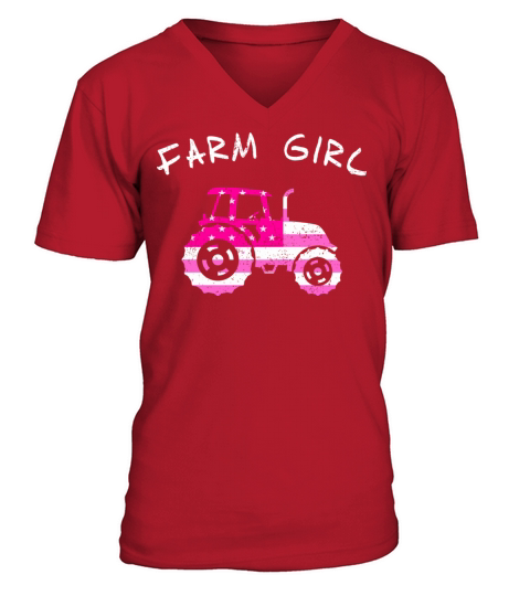 Farm Girl K Vintage Tractor Womens Sweat V-Neck T-shirt