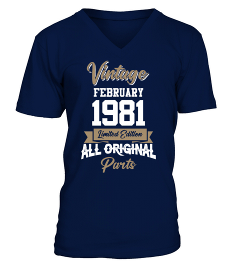 February 1981 Vintage Birthday Present V-Neck T-shirt