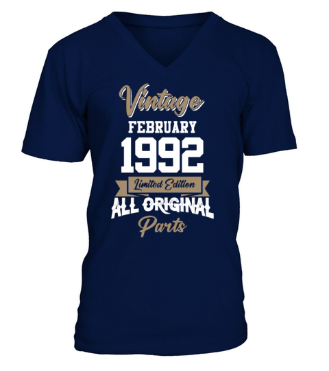 February 1992 Vintage Birthday Present V-Neck T-shirt