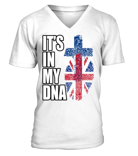 Finland And British Mix Heritage DNA Flag V-Neck T-shirt