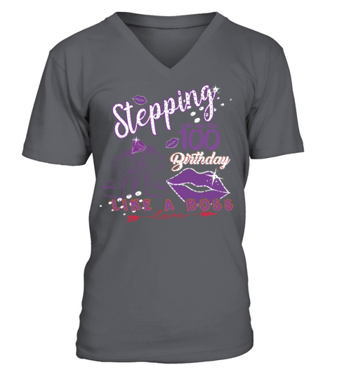 High Heels Stepping My 100th Birthday V-Neck T-shirt